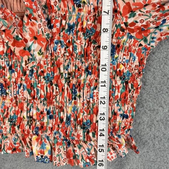 English Factory Ruffle Neck Smocked Top Floral Cropped M NWOT Feminine Playful - Picture 6 of 8